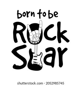 born to be rock star kid's t shirt design graphic vector 