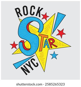 born to be Rockstar nyc trending vector art.