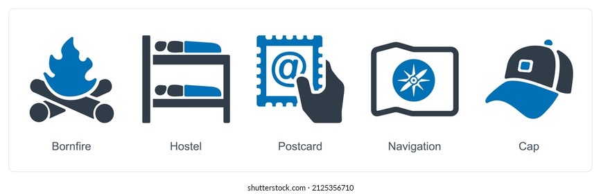 Born Fire And Postcard Icon Concept