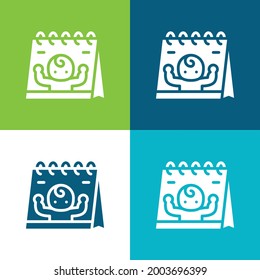 Borrado Plano cuatro colores conjunto de iconos mínimo