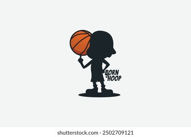 Born to hoop basketball quote with a kid playing basketball. It's great for t-shirts, stickers, merchandise, accessories, etc.