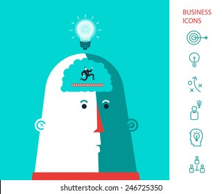 Born idea in the head.  Business man who run in the head and generated ideas. Eps 10