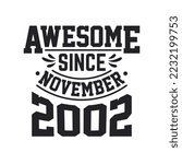 Born in November 2002 Retro Vintage Birthday, Awesome Since November 2002