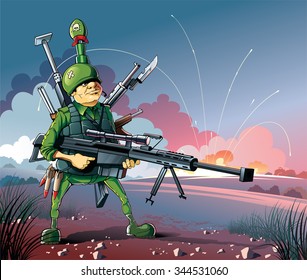 Born on war
Armed soldier stand under cross fire