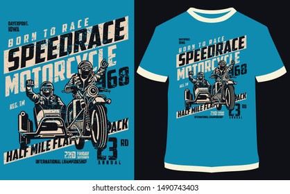 Born To Race Speed Racer Motorcycle - Vector graphic typographic poster. Vintage motorcycle label, badge, logo, icon or t-shirt