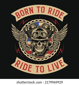 Born to ride, ride to live American motorcycle riding T-shirt design svg