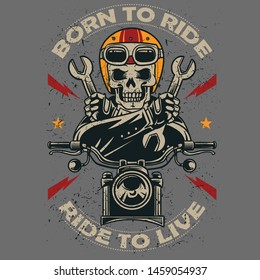 Born to Ride OR Ride to Live , Typography T-shirt design or Vector or Printing design or Banner or Poster.