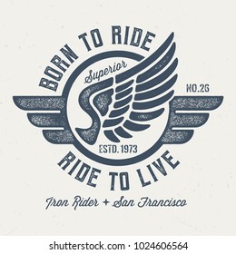 Born To Ride & Ride To Live - Vintage Tee Design For Print