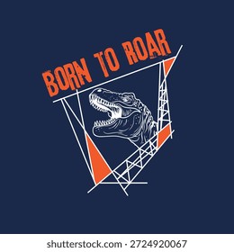 Born To Roar Dinosaur Vector Niños street wear gráfico para estampados de camisetas