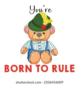 Born to rule vector bear saying phrase illustration