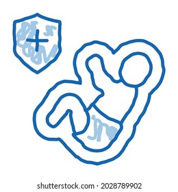 nacido en el vector de icono de boceto de camisa. Pintura de la línea azul del doodle dibujada a mano, nacida en el cartel de la camisa. ilustración de símbolo aislado