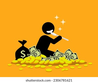 Born with a silver spoon in the mouth. Vector illustrations clip art depicts concept of privileged, blessing, inheritance, advantage, prosperity, lucky, and fortune. 