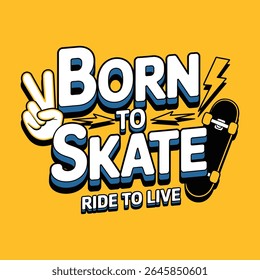 Nascido Para Andar De Skate Para Fundo Amarelo Vivo Skate Design Gráfico