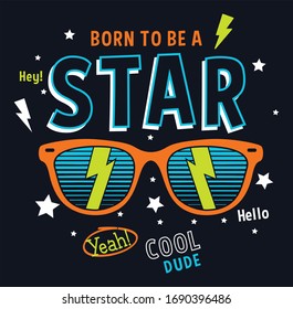 born to a star. boys tees vector graphic design