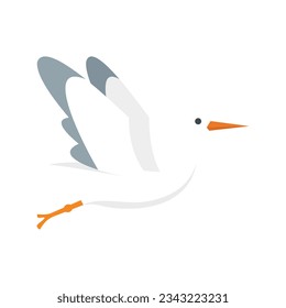 Born stork icon flat vector. Fly bird. Nest crane isolated