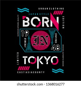 born in tokyo symbol graphic design t shirt vector typography vintage