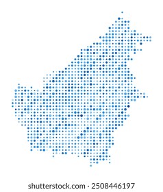 Borneo Dot Map. Island Digital Style Shape. Borneo vector image. Island shape blue circular dots. Trending vector illustration.
