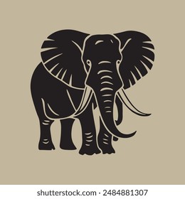 Borneo Elefante Ilustración silueta estilo de Vector con fondo blanco 