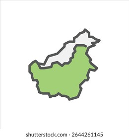 Borneo Island filled outline icon. kalimantan color line illustration.
