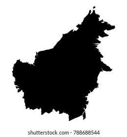 Borneo island map vector illustration. Black outline on white background.