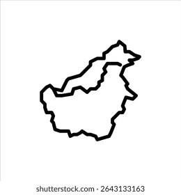 Borneo Island outline icon. kalimantan black line illustration.
