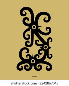 Borneo kalimantan dayak Tribal ornament vector design 