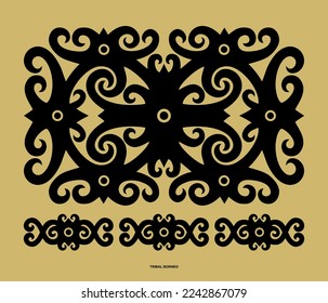 Borneo kalimantan dayak Tribal Ornament Vektordesign 