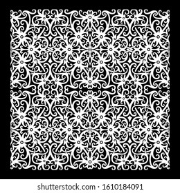 Borneo Kalimantan Ornament Vector Pattern. Black And White.