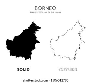 Borneo map. Blank vector map of the Island. Borders of Borneo for your infographic. Vector illustration.