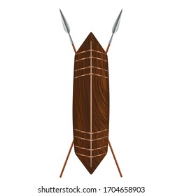 Borneo-Schild und Speere, Vektorillustration