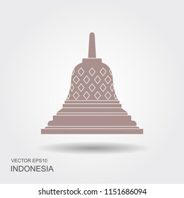Borobudur ancient temple. Indonesia landmark icon vector