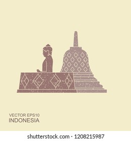 Vektor Stok Borobudur Ancient Temple Indonesia Landmark Icon (Tanpa ...