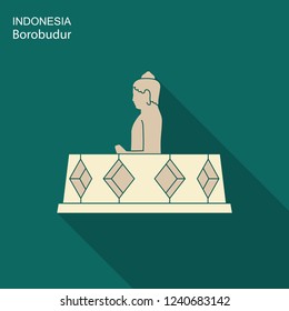 Borobudur ancient temple. Indonesia landmark icon vector