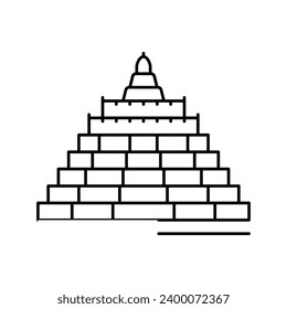 borobudur asian building line icon vector. borobudur asian building sign. isolated contour symbol black illustration