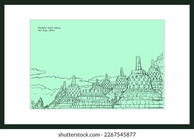 Escarabajo dibujado a mano en Borobudur, templo histórico indonesio