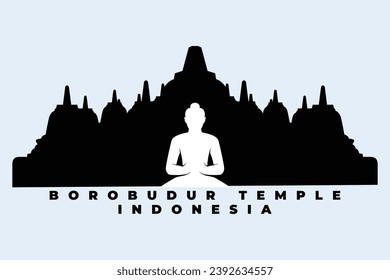 Borobudur Indonesia Java Buddhist Ancient Temple Silhouette Vector