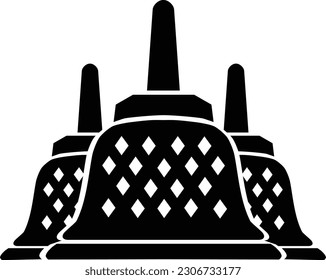 Borobudur, uno de los monumentos budistas más icónicos del mundo. Esta ilustración vectorial es un testimonio visual del rico patrimonio cultural de Indonesia.