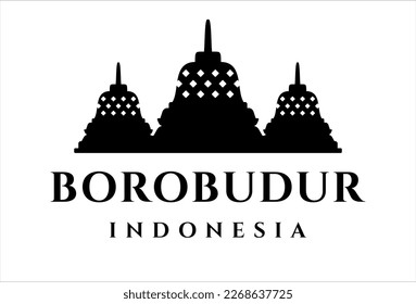 borobudur stone temple minimalist logo template vector icon design