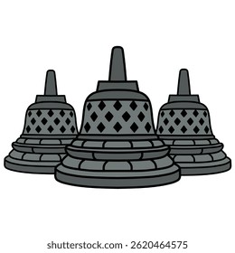 Ícone vetor Borobudur estupa, para adesivos, ativos, ícones, etc.