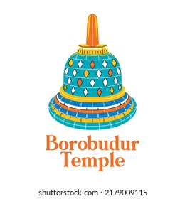 Borobudur Temple in flat design style