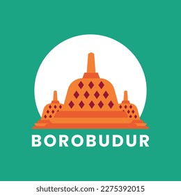Ilustración del vector plano del templo de Borobudur 