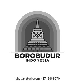 Borobudur Temple Icon on White Background. Suitable for Landing Page. Borobudur Temple Illustration Design in Central Java, Indonesia.