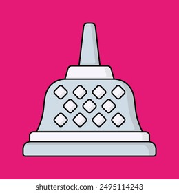 Borobudur Temple Illustration on Magenta Background