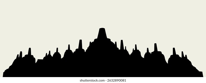 Borobudur Temple, Indonesia: Ancient Buddhist Masterpiece, Stylized Illustration of Borobudur, UNESCO World Heritage Site