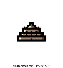 Borobudur Temple Indonesia Landmark Outline Icon Vector Illustration
