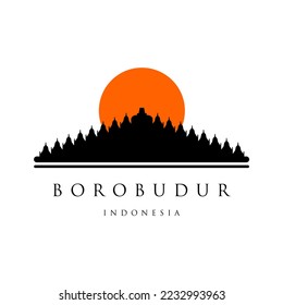 Borobudur Temple Indonesia landmark Vector illustration. Buddhist or Buddha Temple
