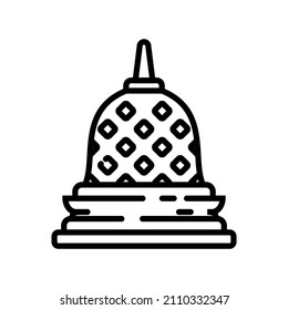 Borobudur temple line vector design template and illustration with editable stroke