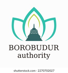 Borobudur Temple with lotus flower Logo Design template vector
