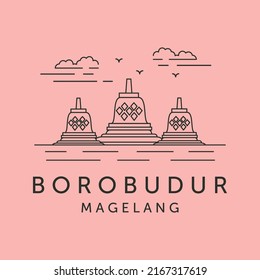 borobudur temple magelang icon line art logo vector symbol illustration design