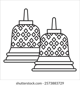 Borobudur temple stock icon outline vector